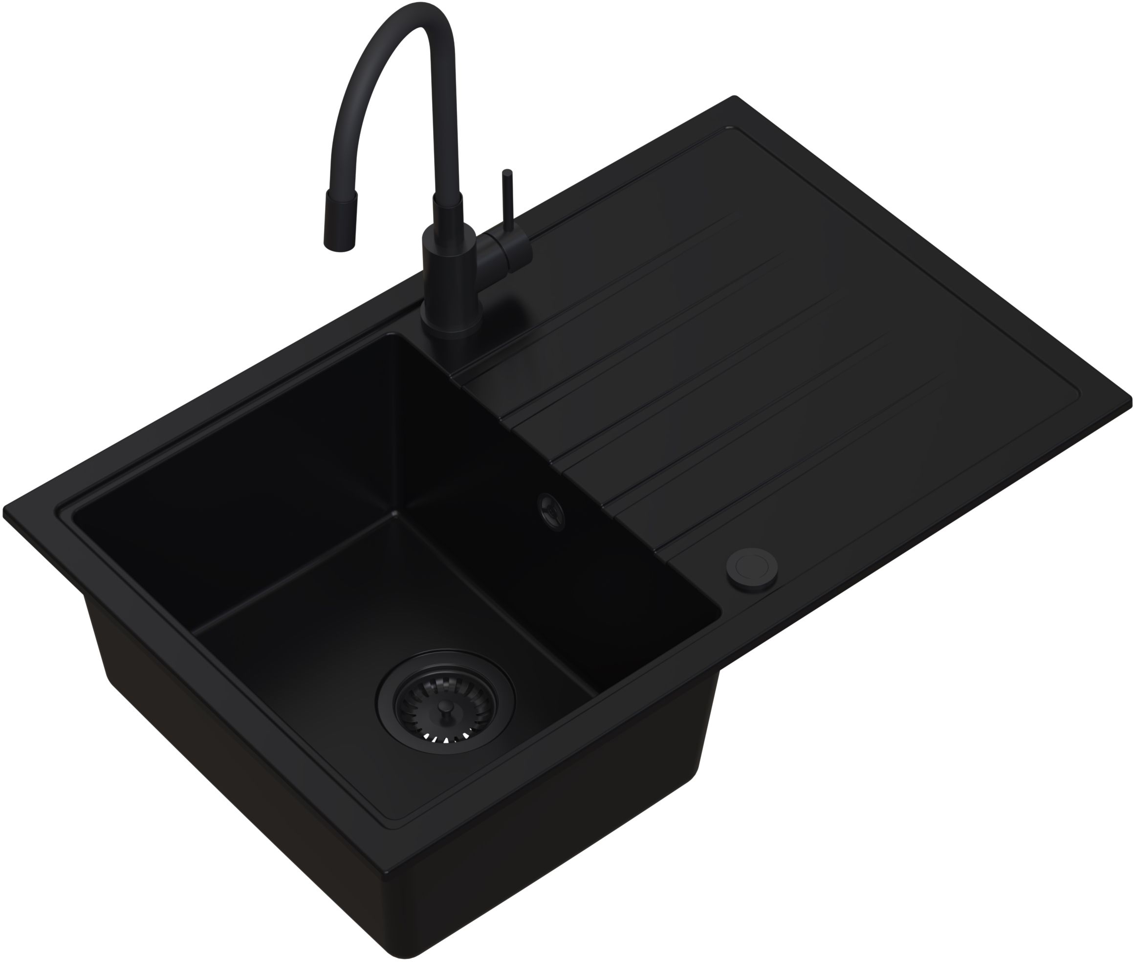 Ruvetti Maxi+ Waschbecken mit Wasserhahn schwarz/schwarz LP_3200_MX7950FB_W