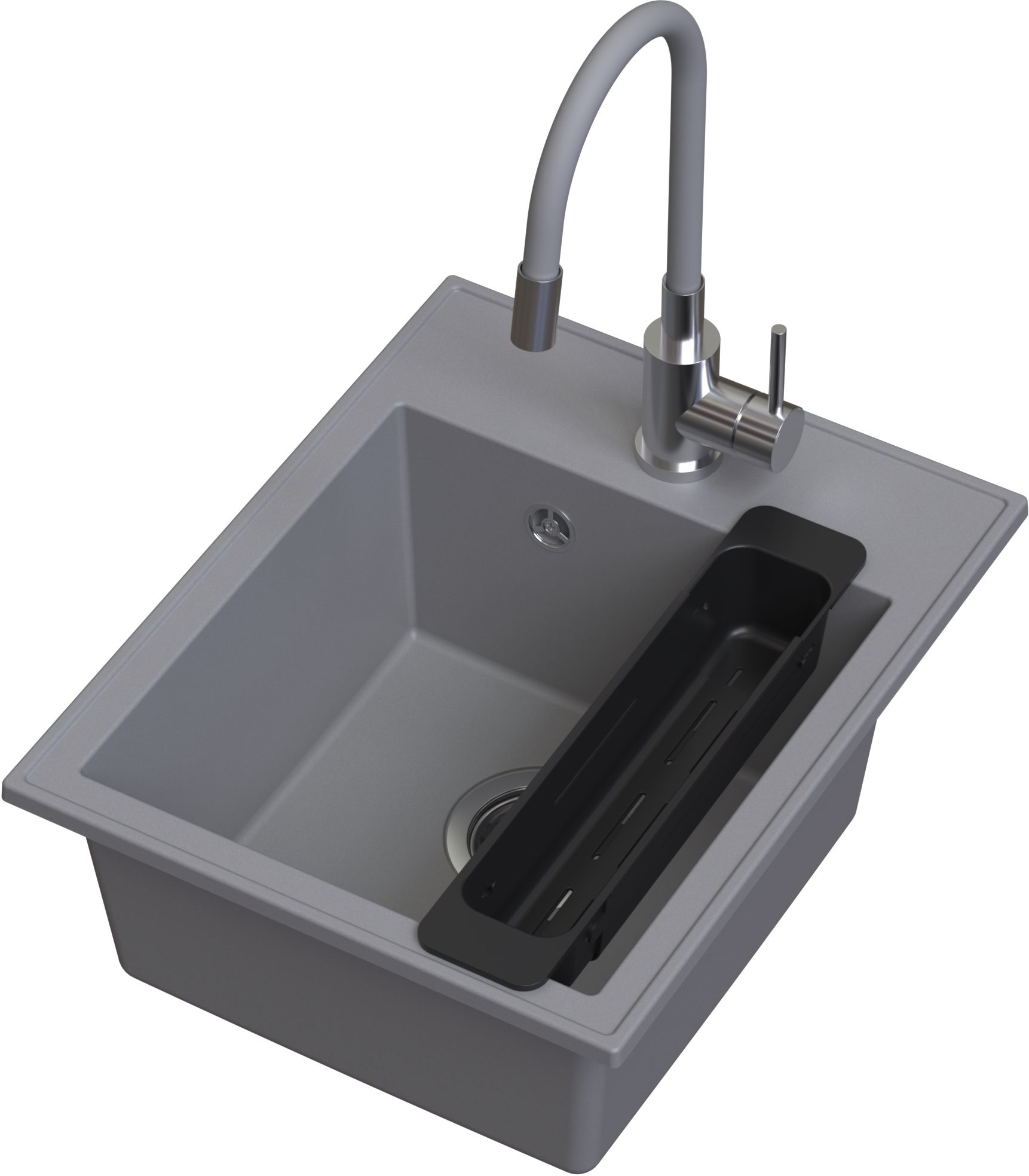 Ruvetti Natu Box Waschbecken mit Wasserhahn und Zubehör grau/stahl LP_3200-NB4050GR_W