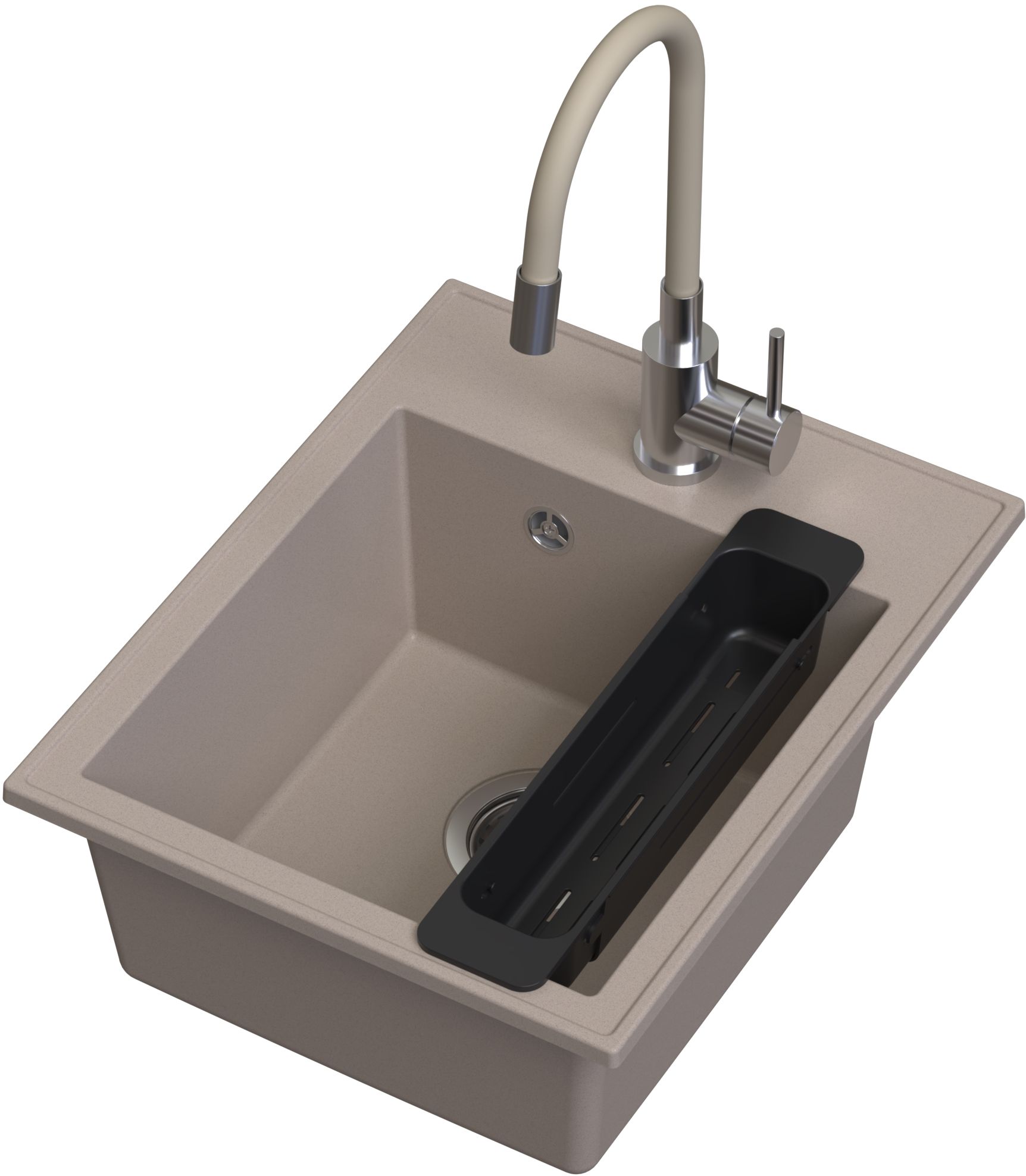 Ruvetti Natu Box Waschbecken mit Wasserhahn und Zubehör beige/stahl LP_3200-NB4050BE_W