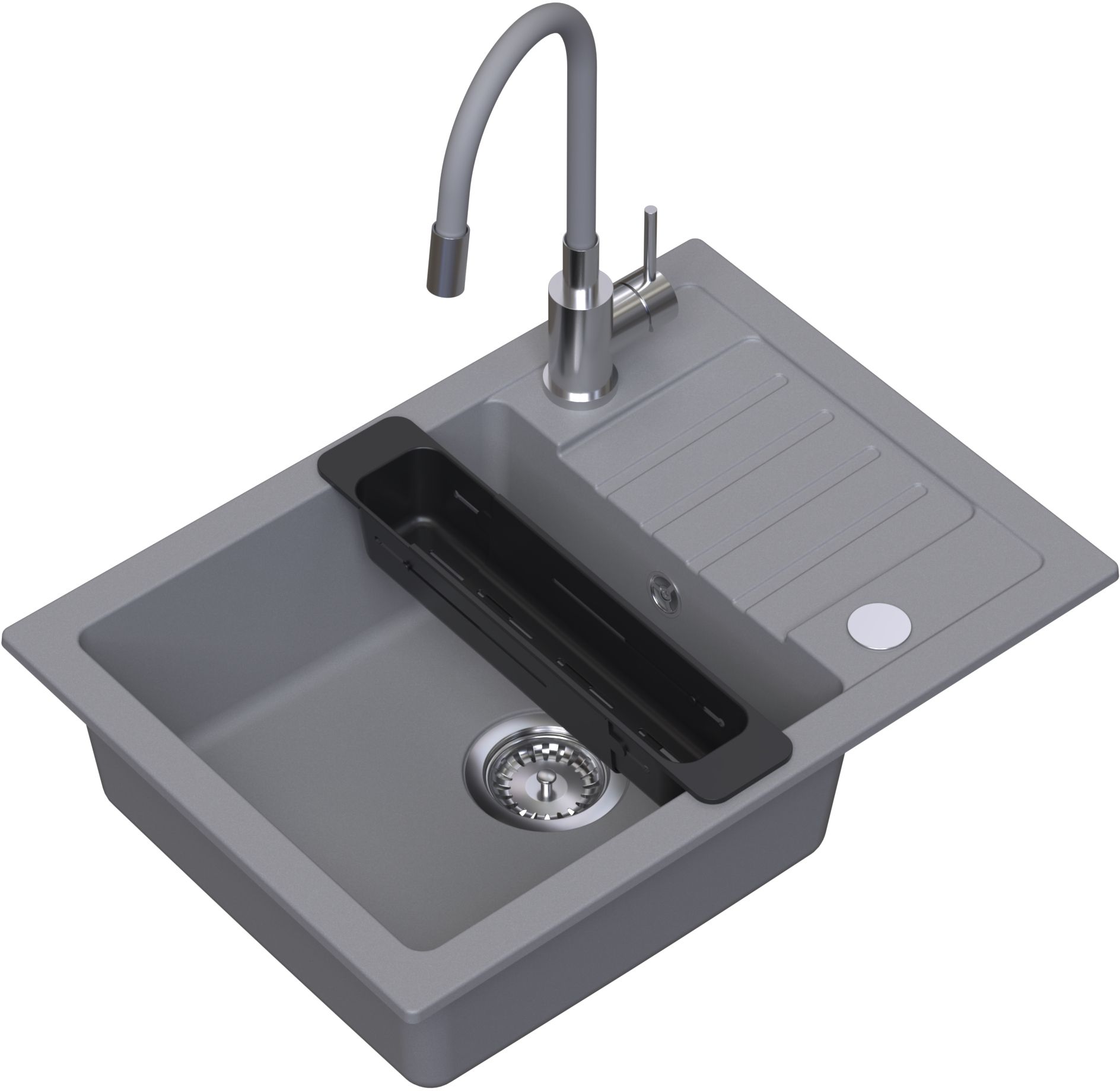 Ruvetti Natu Compact Waschbecken mit Wasserhahn und Zubehör grau/stahl LP_3200-NC6244GR_W