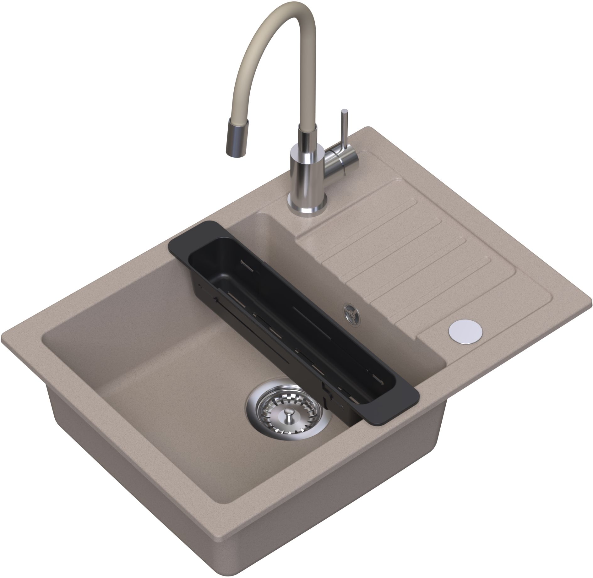Ruvetti Natu Compact Waschbecken mit Wasserhahn und Zubehör beige/stahl LP_3200-NC6244BE_W