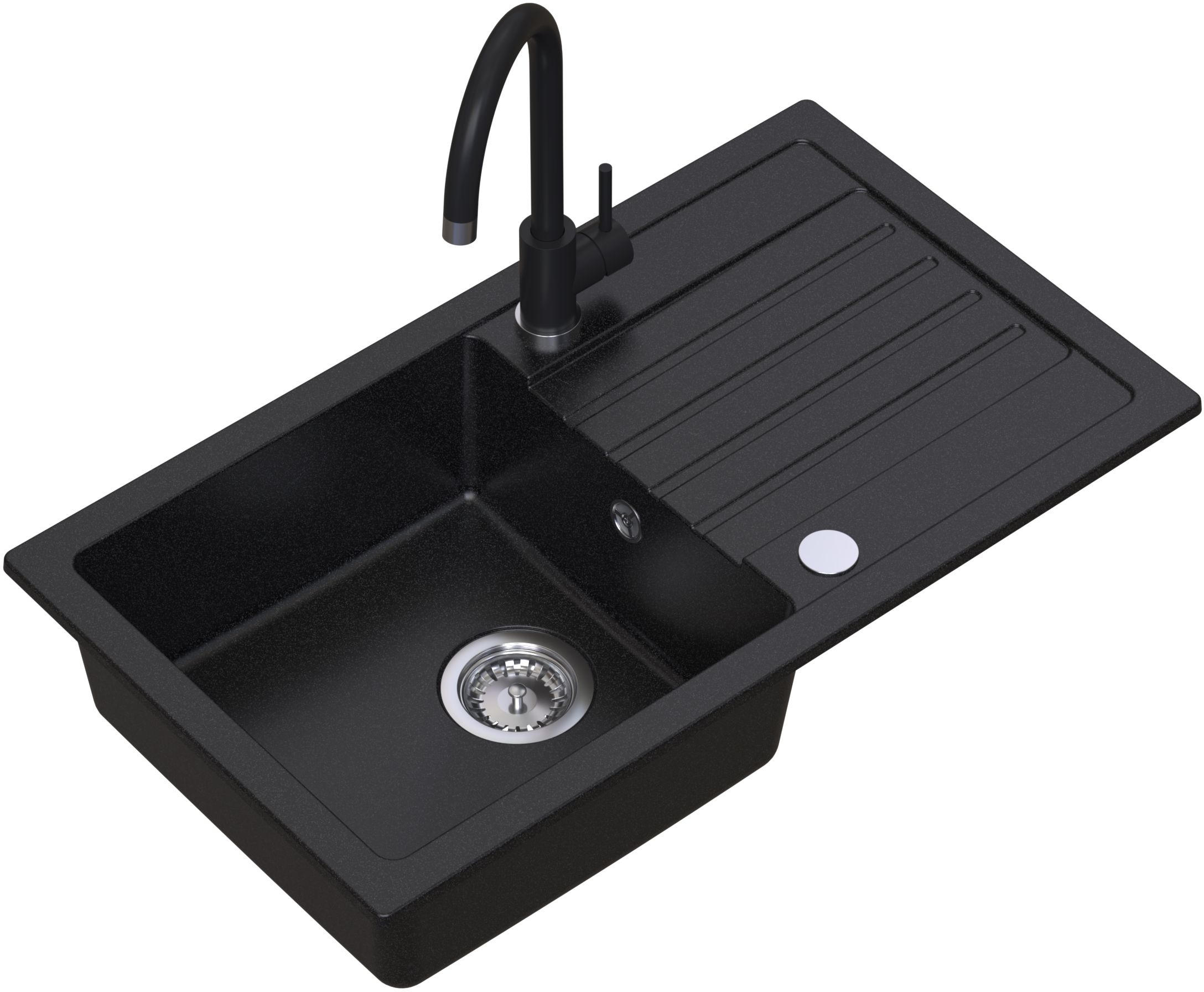 Ruvetti Tito Maxi Waschbecken mit Wasserhahn und Zubehör schwarz/schwarz LP_3200-TM7744BC_W