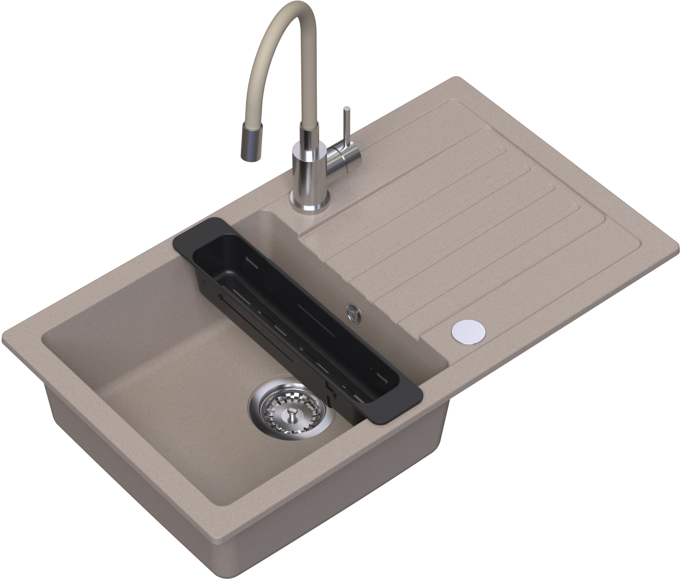 Ruvetti Natu Maxi Waschbecken mit Wasserhahn und Zubehör beige/stahl LP_3200-NM7744BE_W