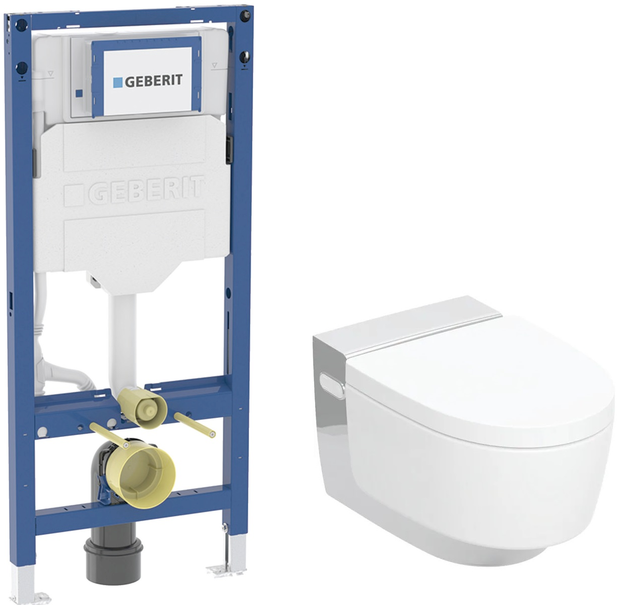 Set Dusch-WC Geberit AquaClean 146.210.21.1, Unterputzrahmen Geberit Duofix 111.320.00.6
