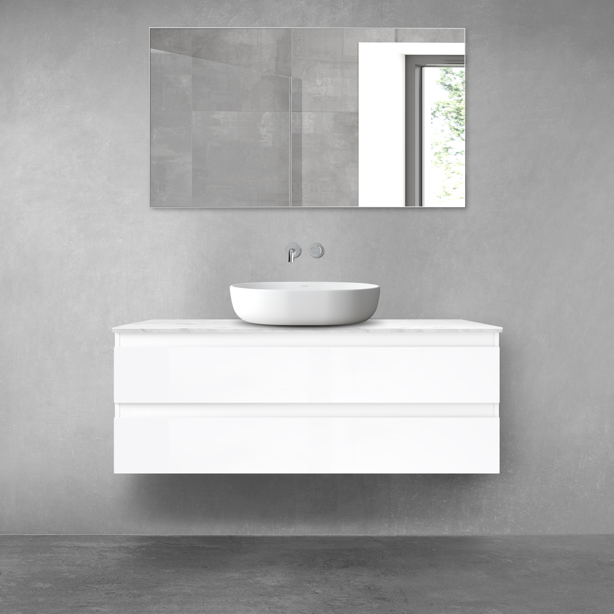 Set Unterschrank Oltens Vernal 60019000, Naphtha-Arbeitsplatte Oltens Tera 63027990