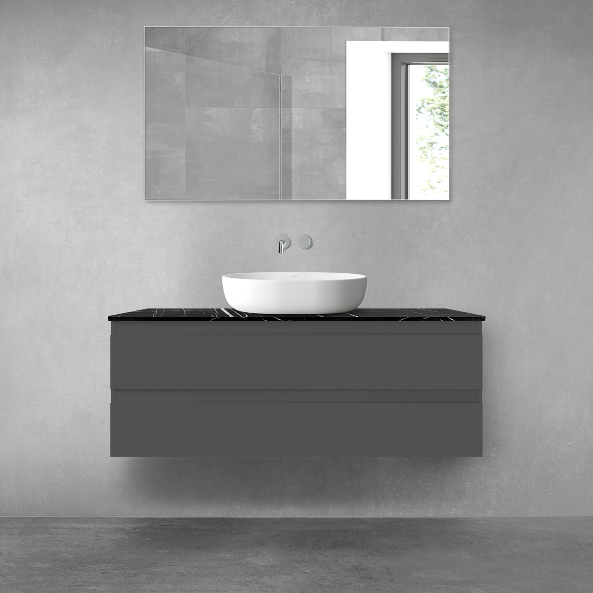 Set Unterschrank Oltens Vernal 60019400, Naphtha-Arbeitsplatte Oltens Tera 63031990