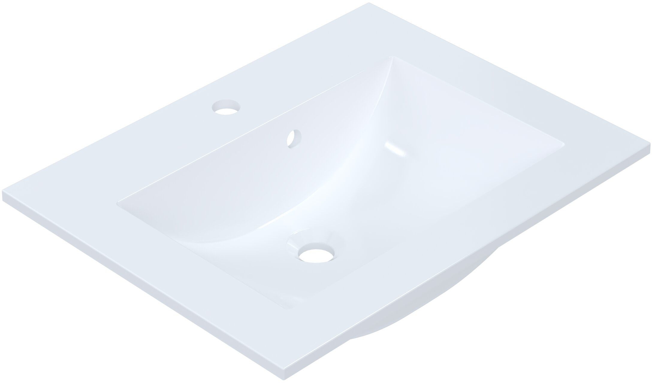 Ruvetti Elif Waschbecken 61x47 cm rechteckig Einbauwaschbecken-Aufsatzwaschbecken weiß DOL_EL60
