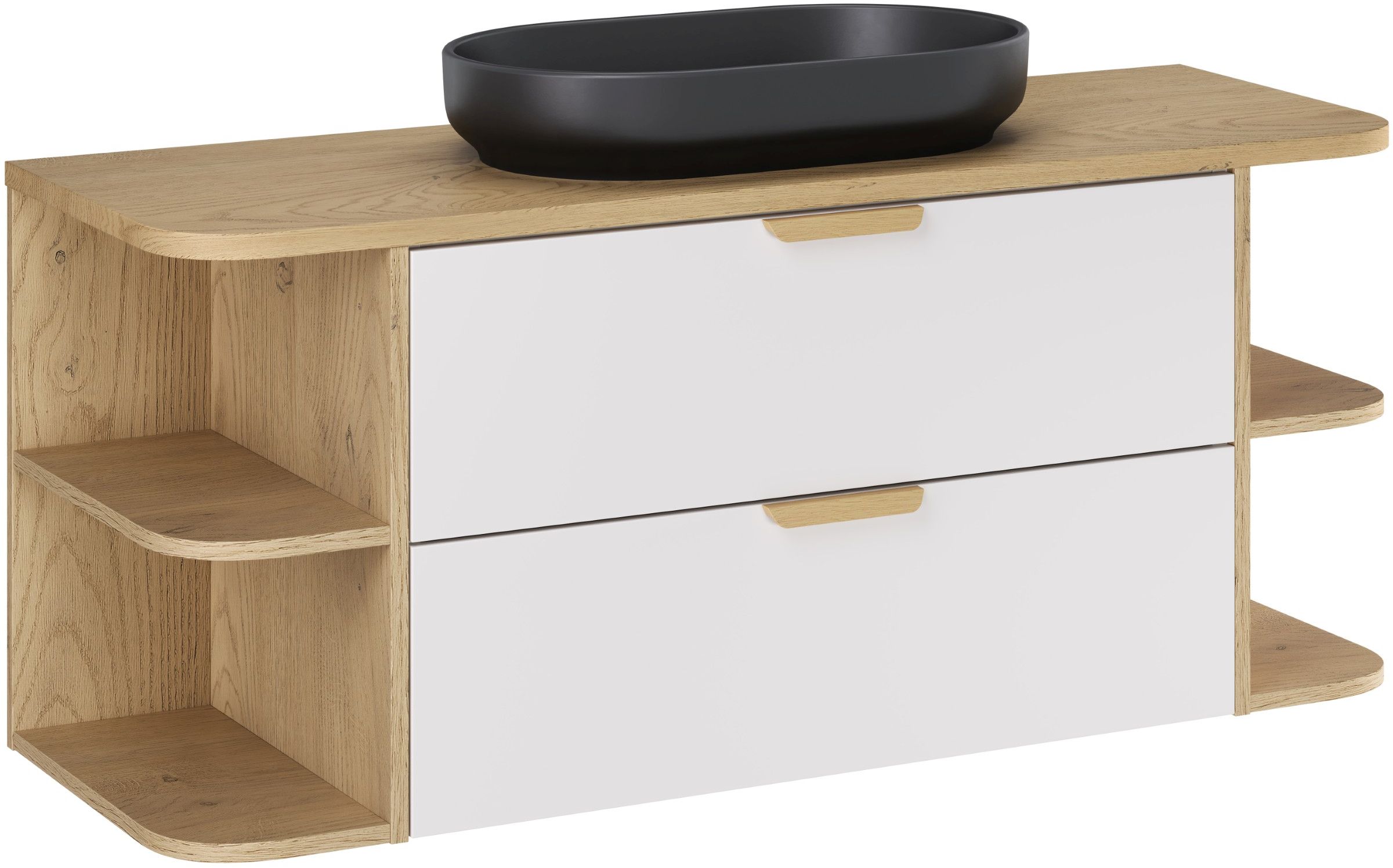 Set Waschbecken Comad River 2 RIVER 2 BLACK MATT UN 55 ( E-6594 ), Unterschrank Comad Aster White ASTER WHITE 82-80-46-2S, OVALIA CREMONA 89-120-46 M, CREMONA UN 81-20-44 SM