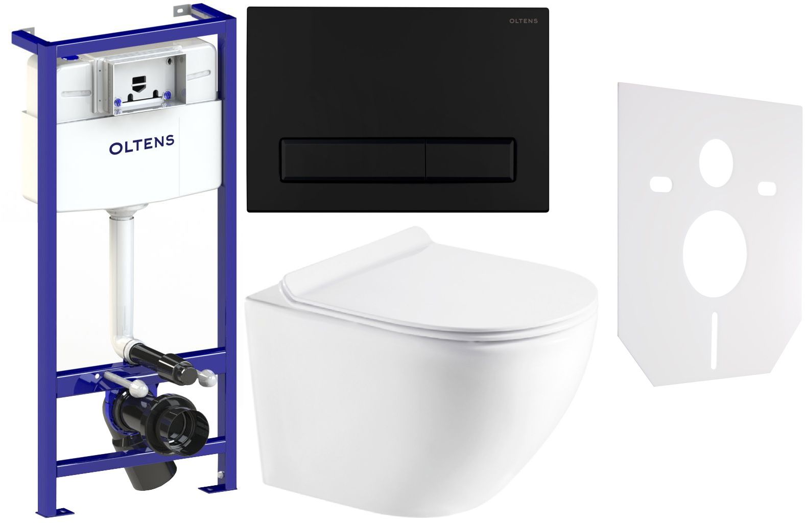 Set WC-Becken mit Absenkautomatik-Sitz Hagser Beno HGR14000042, Unterputzrahmen Oltens Triberg 50001000, 57103300, HGR11000045, 49301000