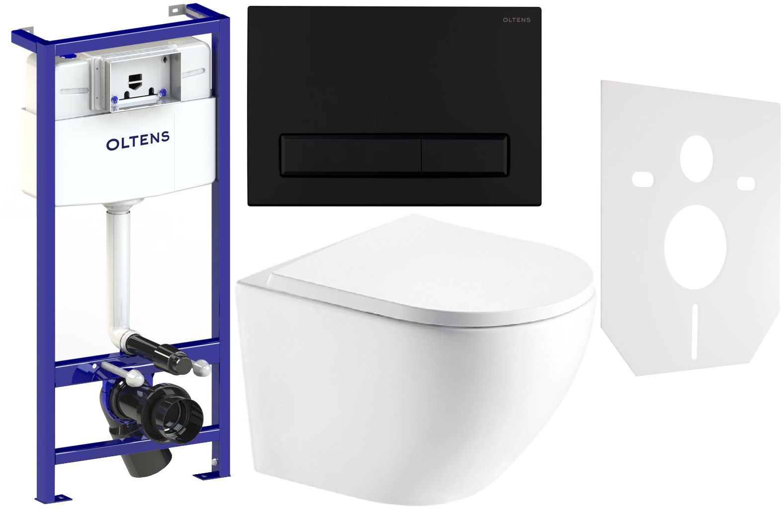 Set WC-Becken mit Absenkautomatik-Sitz Hagser Beno HGR14000042, Unterputzrahmen Oltens Triberg 50001000, 57103300, HGR20000045, 49301000