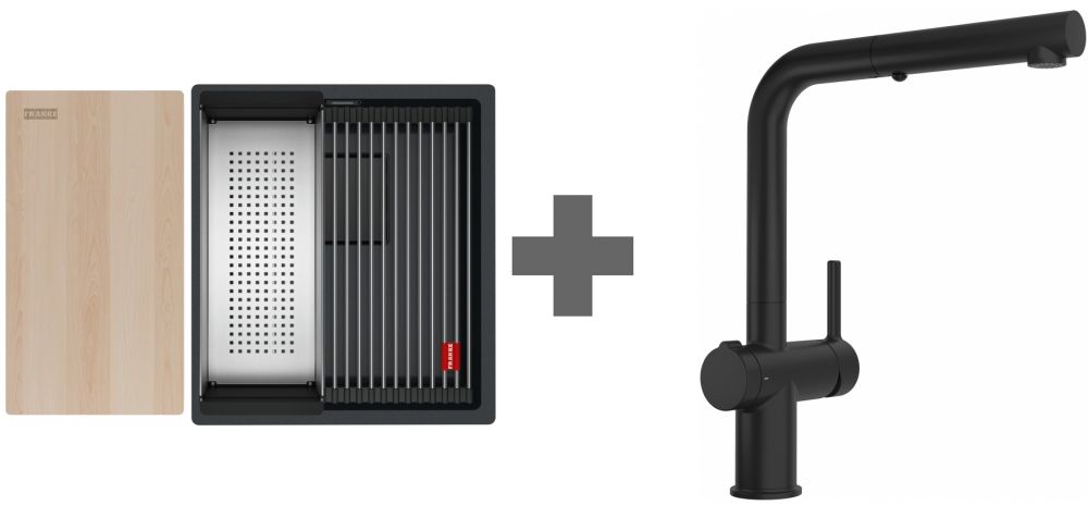 Franke Kanon Küchenspüle mit Armatur schwarz/schwarz 125.0749.685