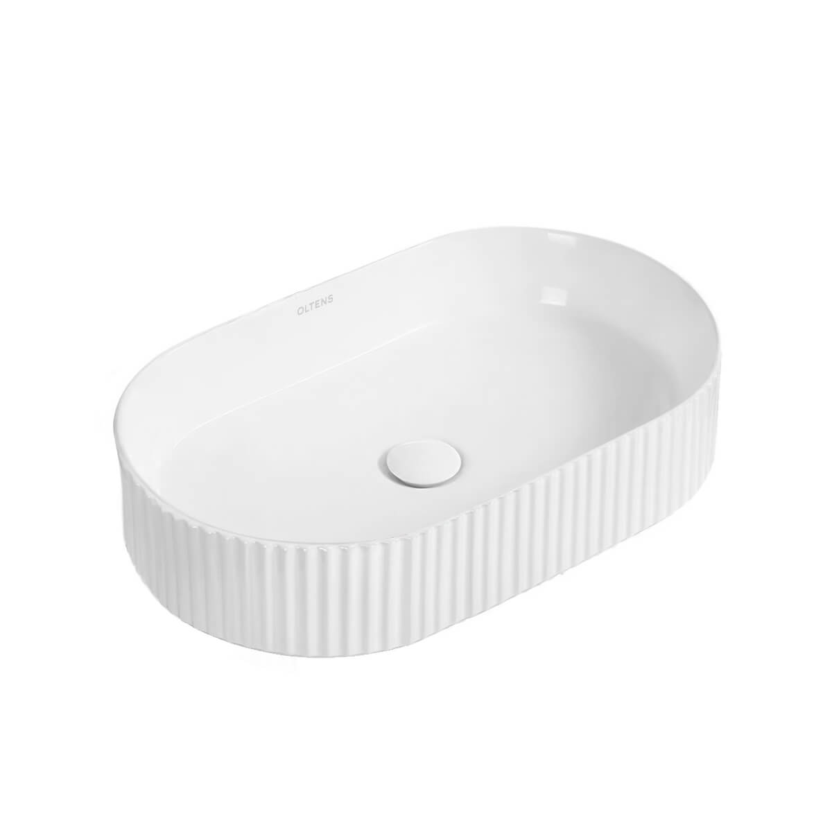 Oltens Hamnes Waschbecken 50x32 cm oval Aufsatzwaschbecken weiß glanz 40331000
