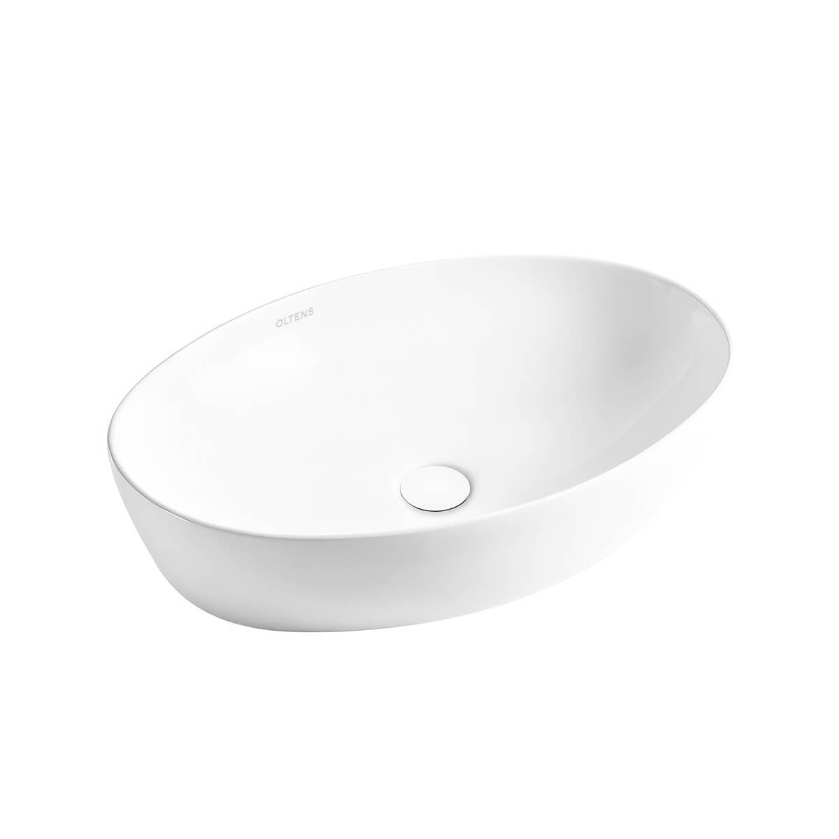 Oltens Svale Waschbecken 61.5x41.5 cm oval Aufsatzwaschbecken weiß glanz 40334000
