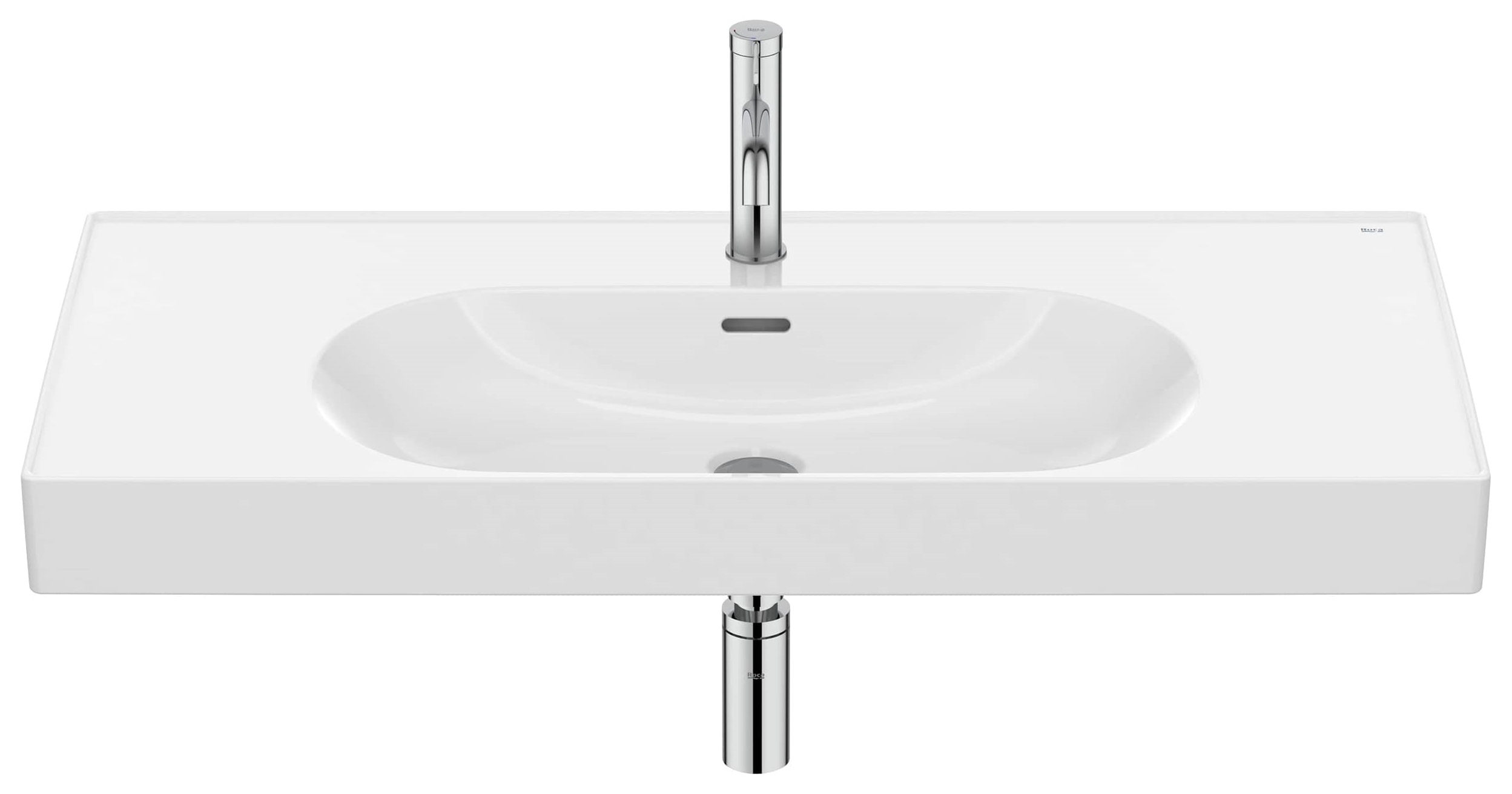 Roca Meridian Waschbecken 100x46 cm rechteckig Klassisch-Möbel weiß glanz A327746S00