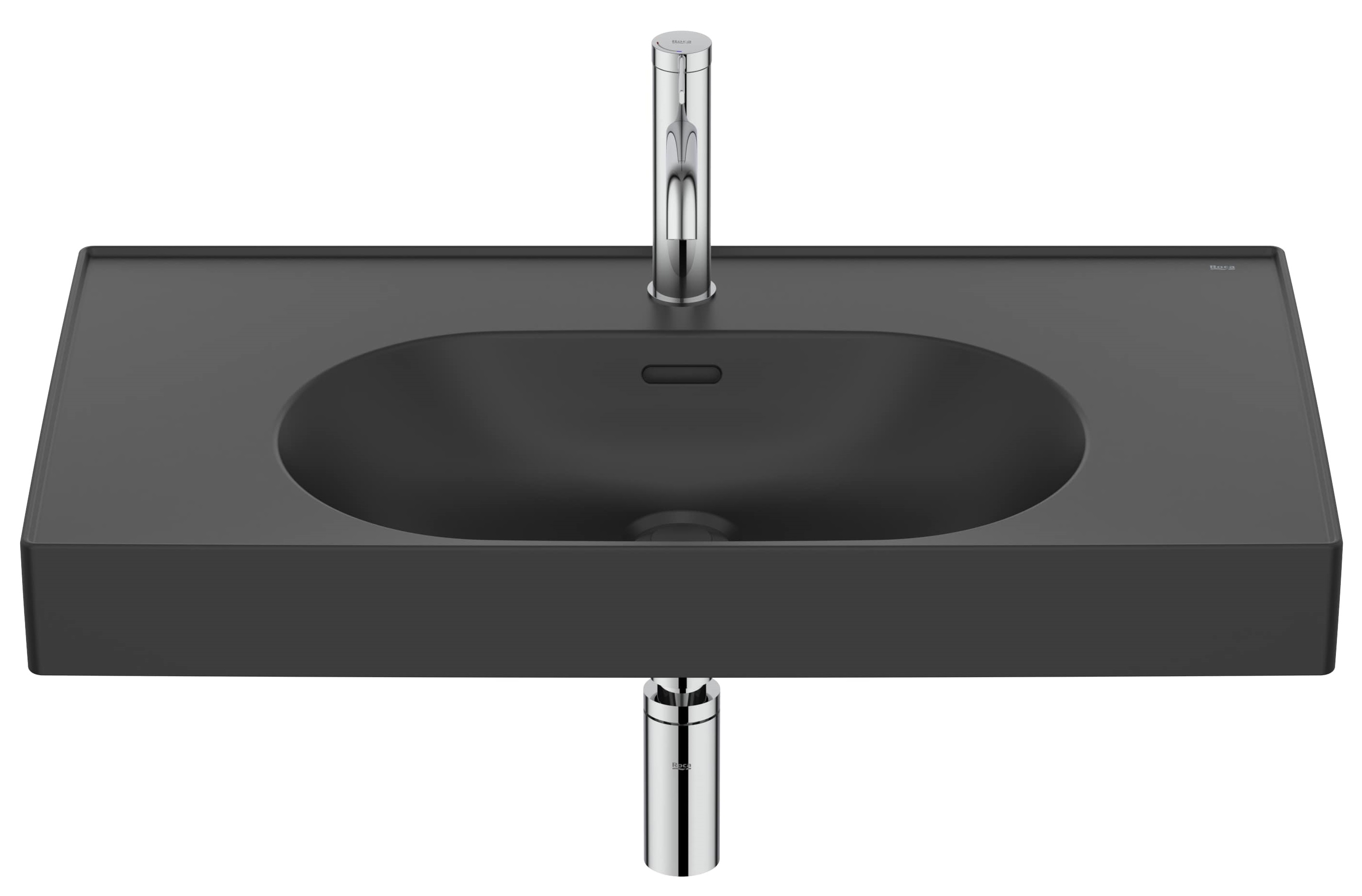 Roca Meridian Waschbecken 80x46 cm rechteckig Klassisch-Möbel schwarz matte A327745080