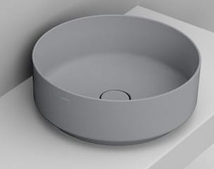 Ceramica Dolomite Noemi Waschbecken 44x44 cm rund Aufsatzwaschbecken grauer Stein matte D310545