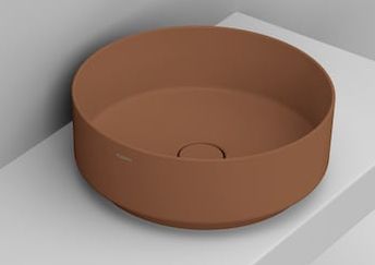 Ceramica Dolomite Noemi Waschbecken 44x44 cm rund Aufsatzwaschbecken braun/beige matte D310561