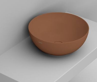 Ceramica Dolomite Noemi Waschbecken 44x44 cm rund Aufsatzwaschbecken braun/beige matte D310661
