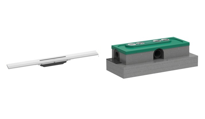 Set Äußeres Element des Abflusses Hansgrohe RainDrain Flex 56043700, Montagesatz Hansgrohe uBox Universal 1000180