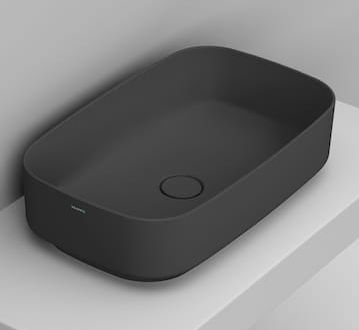 Ceramica Dolomite Waschbecken 62x38 cm rechteckig Aufsatzwaschbecken schwarz matte D311081