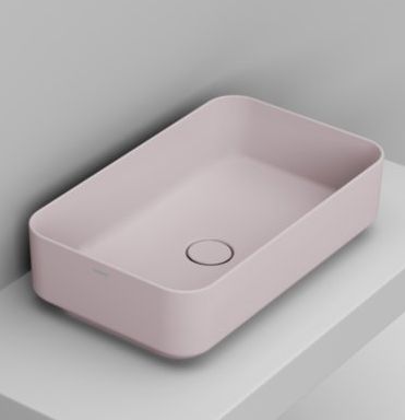 Ceramica Dolomite Noemi Waschbecken 60x36 cm rechteckig Aufsatzwaschbecken rosa matte D311165