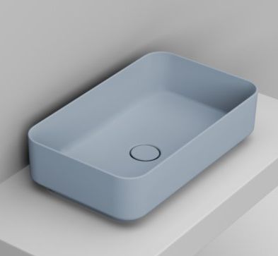 Ceramica Dolomite Waschbecken 60x36 cm rechteckig Aufsatzwaschbecken blau matte D311171