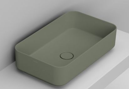 Ceramica Dolomite Noemi Waschbecken 60x36 cm rechteckig Aufsatzwaschbecken grün matte D311175