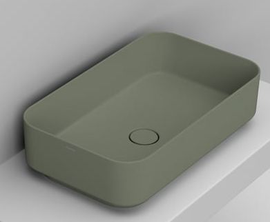 Ceramica Dolomite Noemi Waschbecken 64x38.5 cm rechteckig Aufsatzwaschbecken grün matte D311275