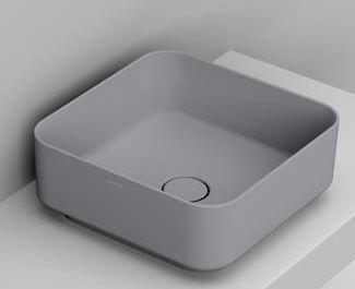 Ceramica Dolomite Noemi Waschbecken 40x40 cm quadratisch Aufsatzwaschbecken grauer Stein matte D311745