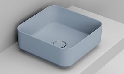 Ceramica Dolomite Noemi Waschbecken 40x40 cm quadratisch Aufsatzwaschbecken blau matte D311771