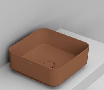 Ceramica Dolomite Noemi Waschbecken 40x40 cm quadratisch Aufsatzwaschbecken braun/beige matte D311775