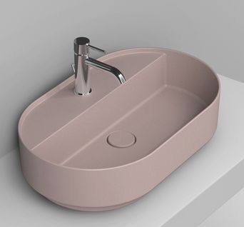 Ceramica Dolomite Noemi Waschbecken 65x40 cm oval Aufsatzwaschbecken rosa D312065