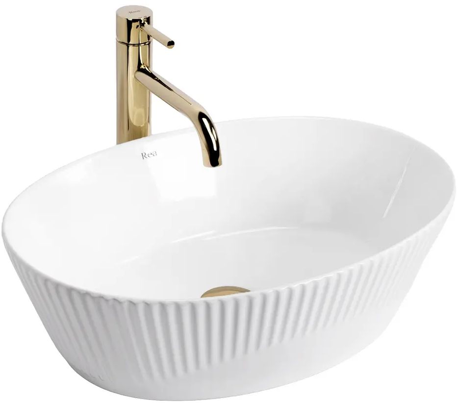 Rea Astoria Waschbecken 49.5x34.4 cm oval Aufsatzwaschbecken weiß glanz REA-U0641