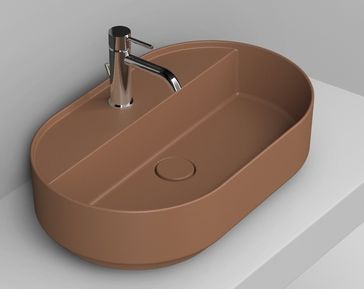 Ceramica Dolomite Noemi Waschbecken 65x40 cm oval Aufsatzwaschbecken braun/beige matte D312061