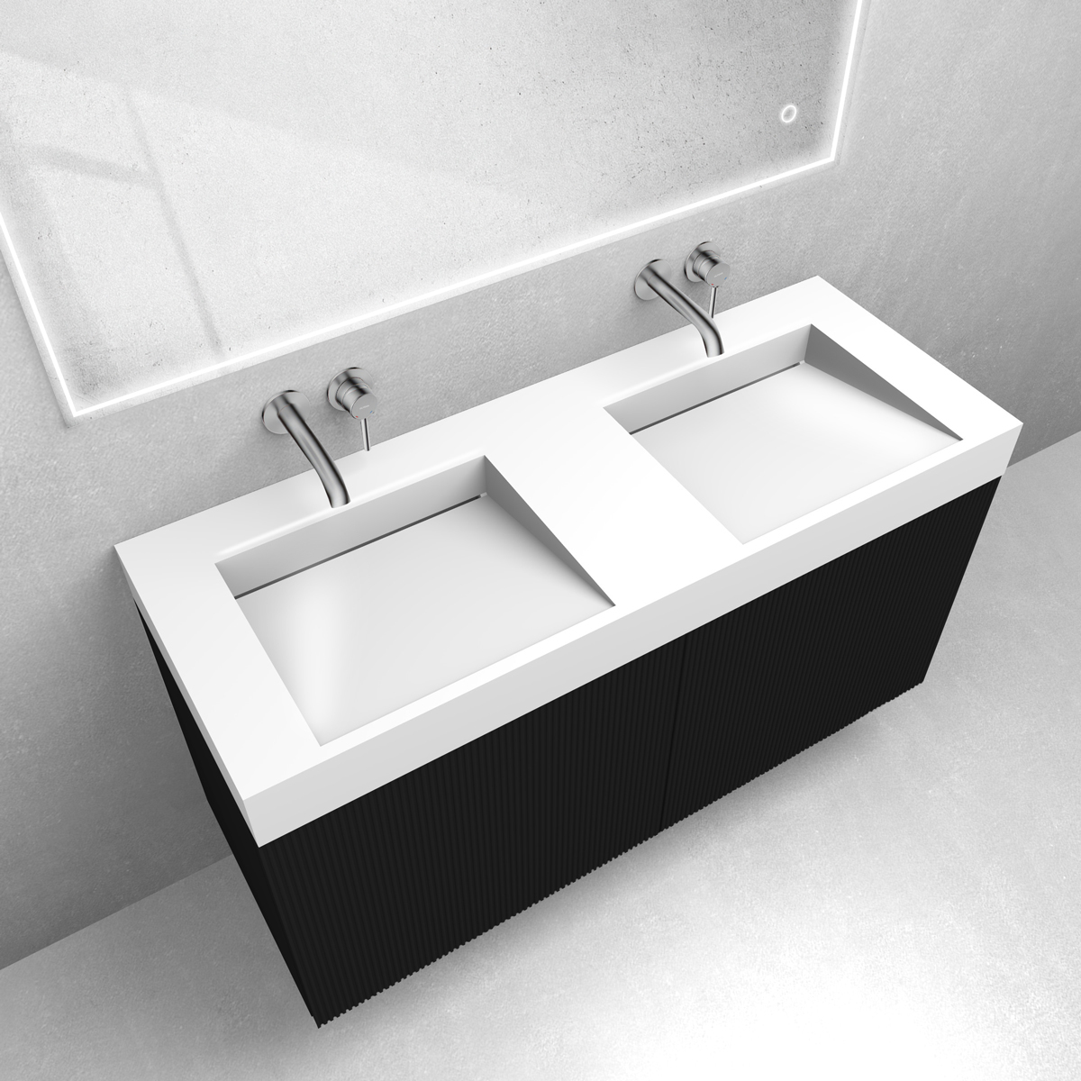 Set Waschbecken Oltens Stila 40004000, Badschrank Oltens Lun Rila 60027300