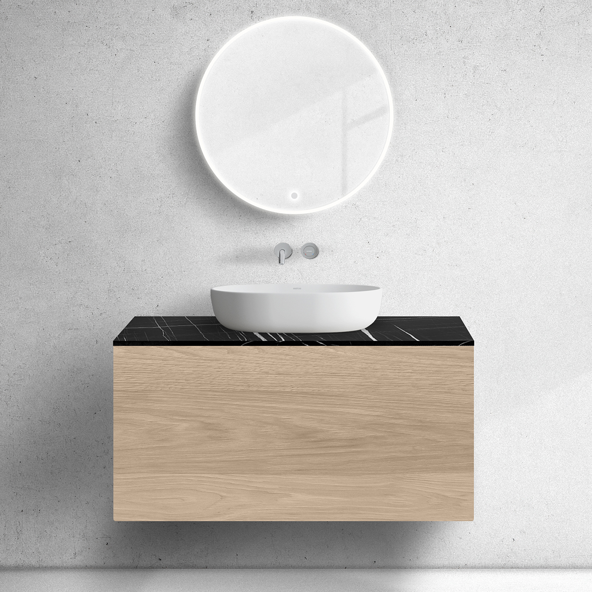 Set Badschrank Oltens Lun 60034060, Waschtischplatte Oltens Tera 63030990