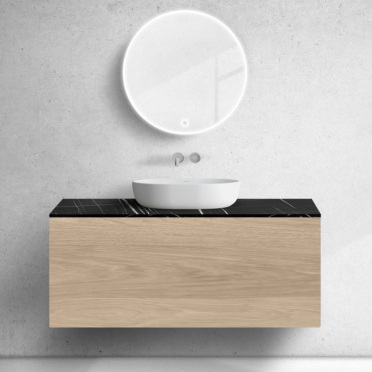 Set Badschrank Oltens Lun 60035060, Waschtischplatte Oltens Tera 63031990