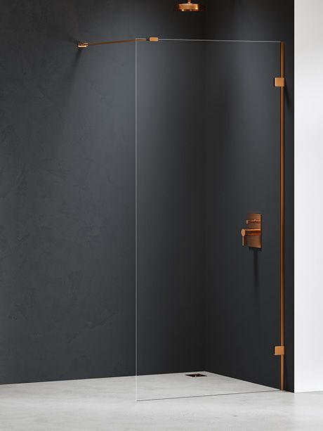 New Trendy Eventa Copper Brushed Walk-In Duschwand 90 cm kupfer gebürstet/durchsichtiges Glas EXK-8159