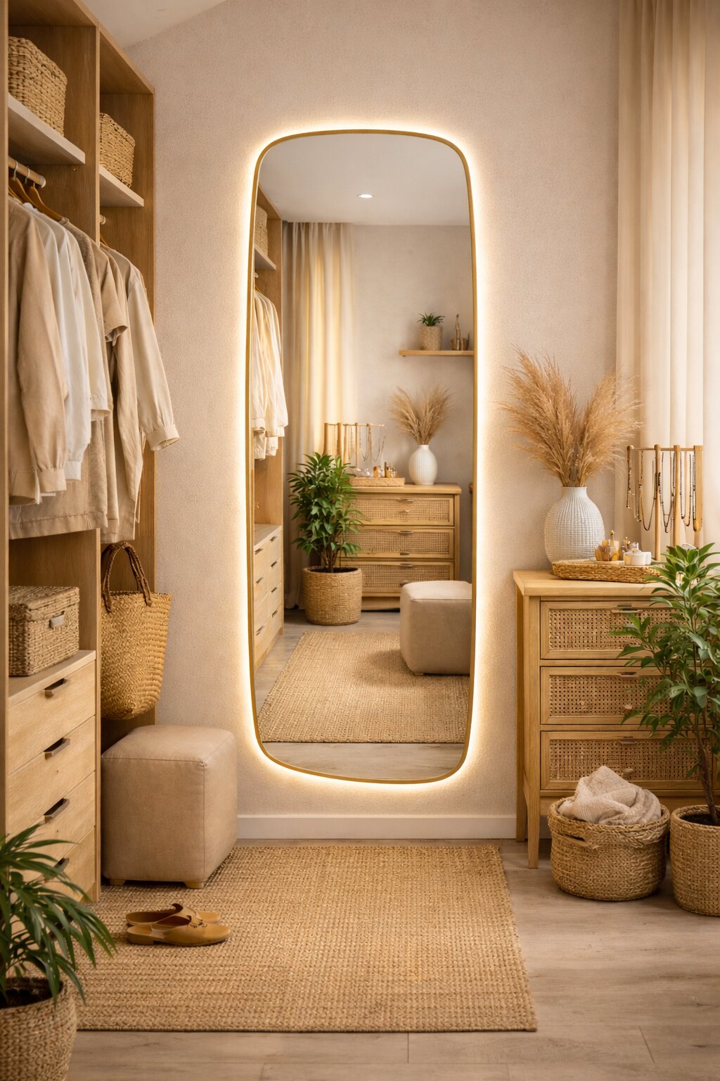 Baltica Design Stone Calm Spiegel 50x155 cm mit Beleuchtung gold 5904107932613