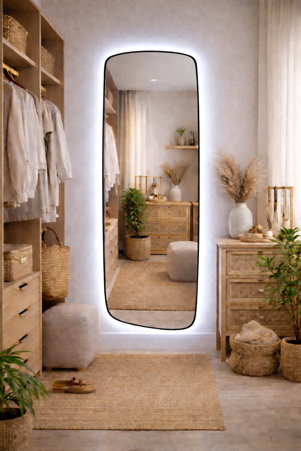 Baltica Design Stone Calm Spiegel 50x155 cm mit Beleuchtung schwarz 5904107932576