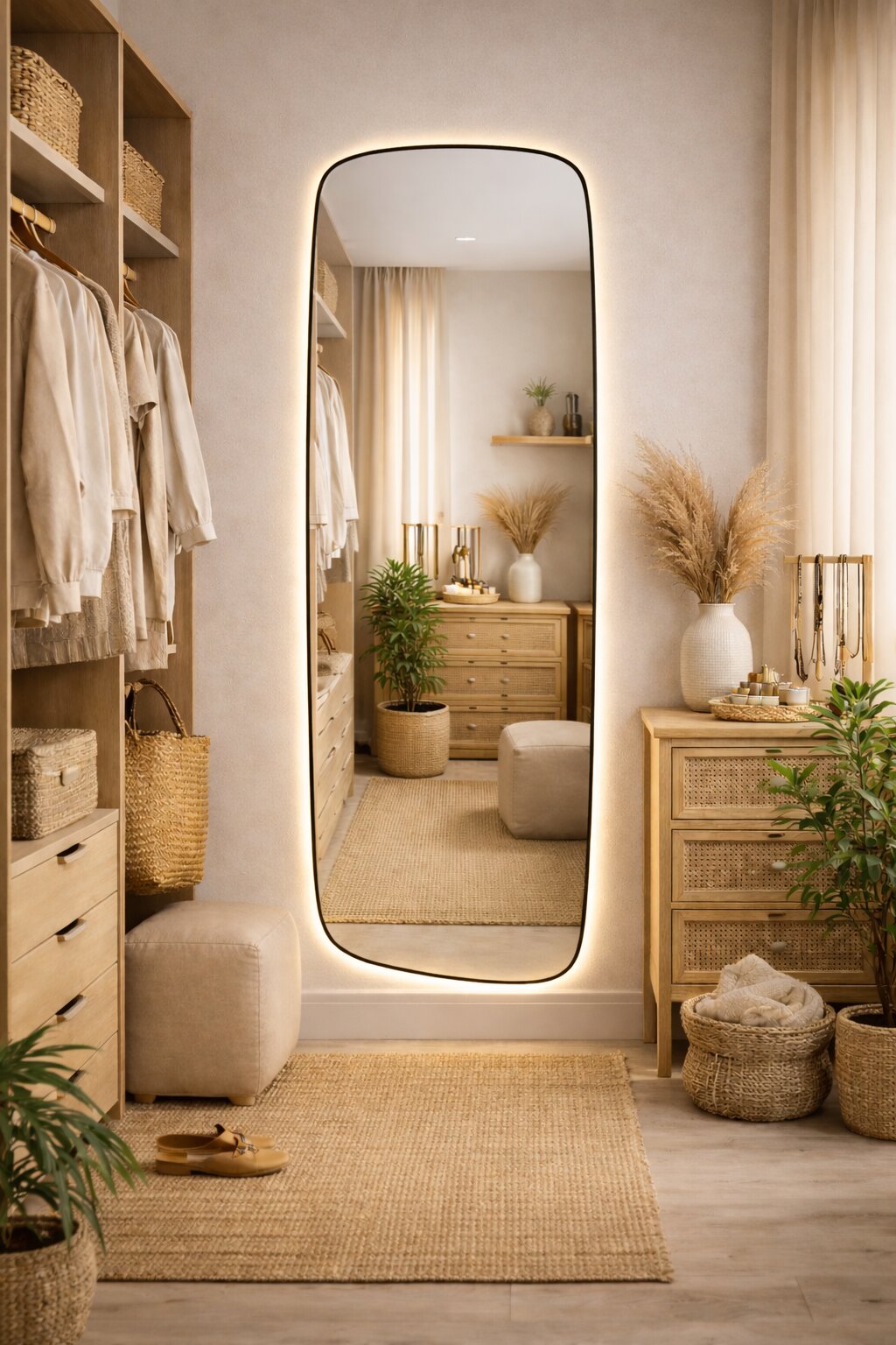 Baltica Design Stone Calm Spiegel 50x155 cm mit Beleuchtung schwarz 5904107933283
