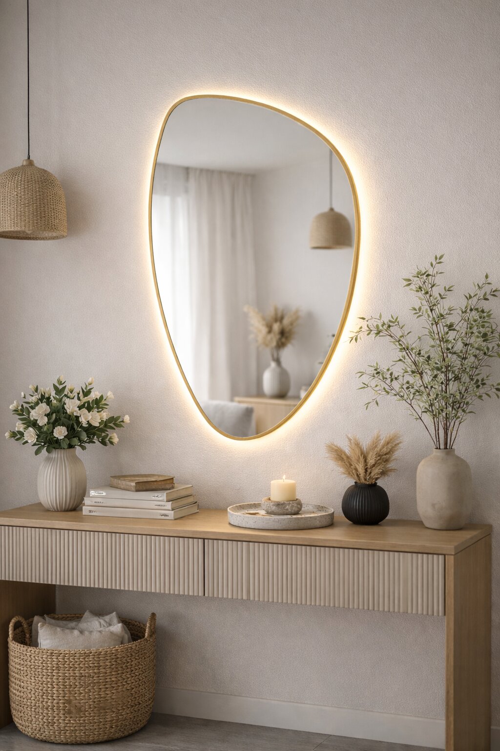 Baltica Design Stone Fluid Spiegel 55x92 cm mit Beleuchtung gold 5904107932736