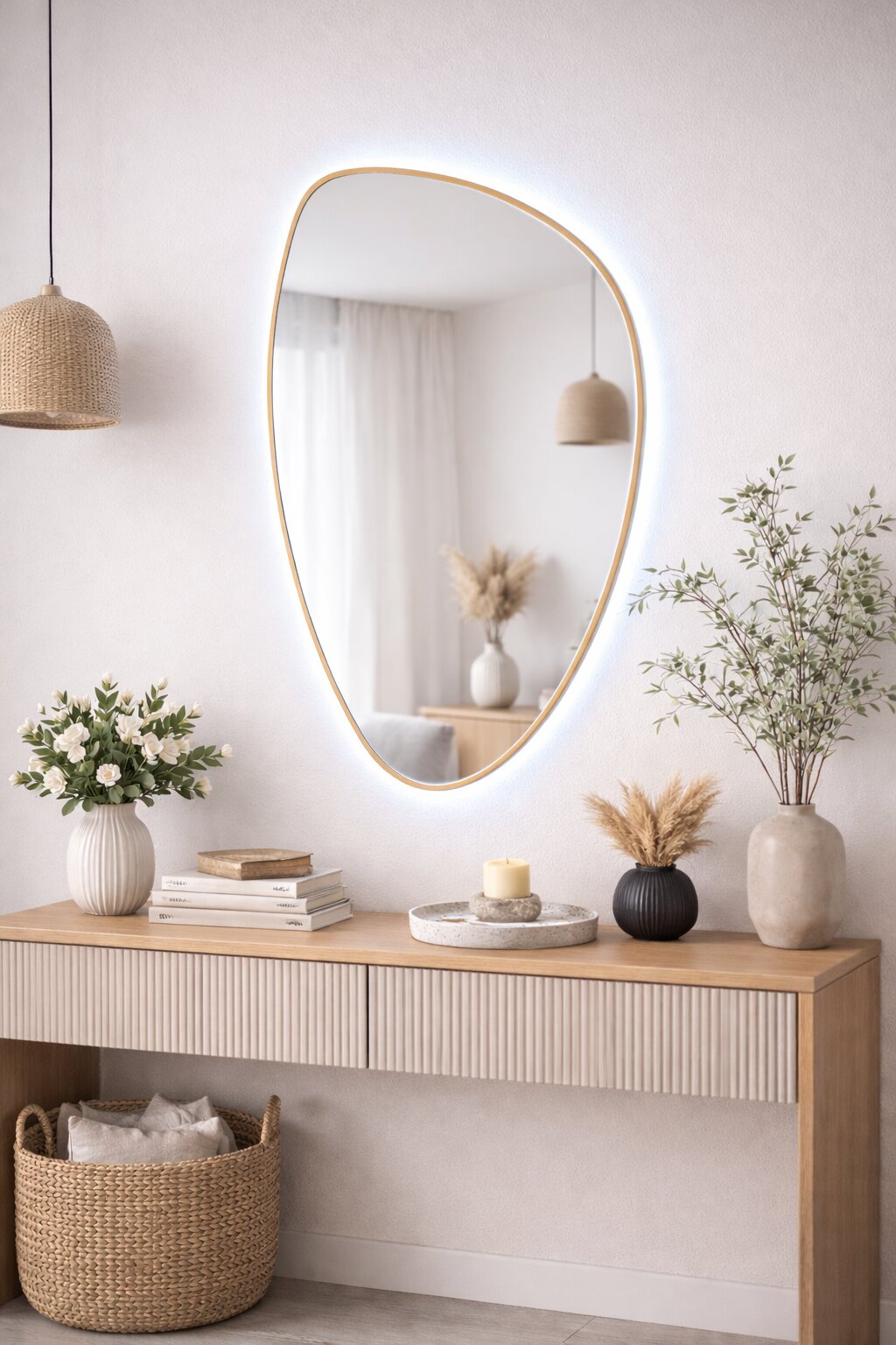 Baltica Design Stone Fluid Spiegel 55x92 cm mit Beleuchtung gold 5904107932729