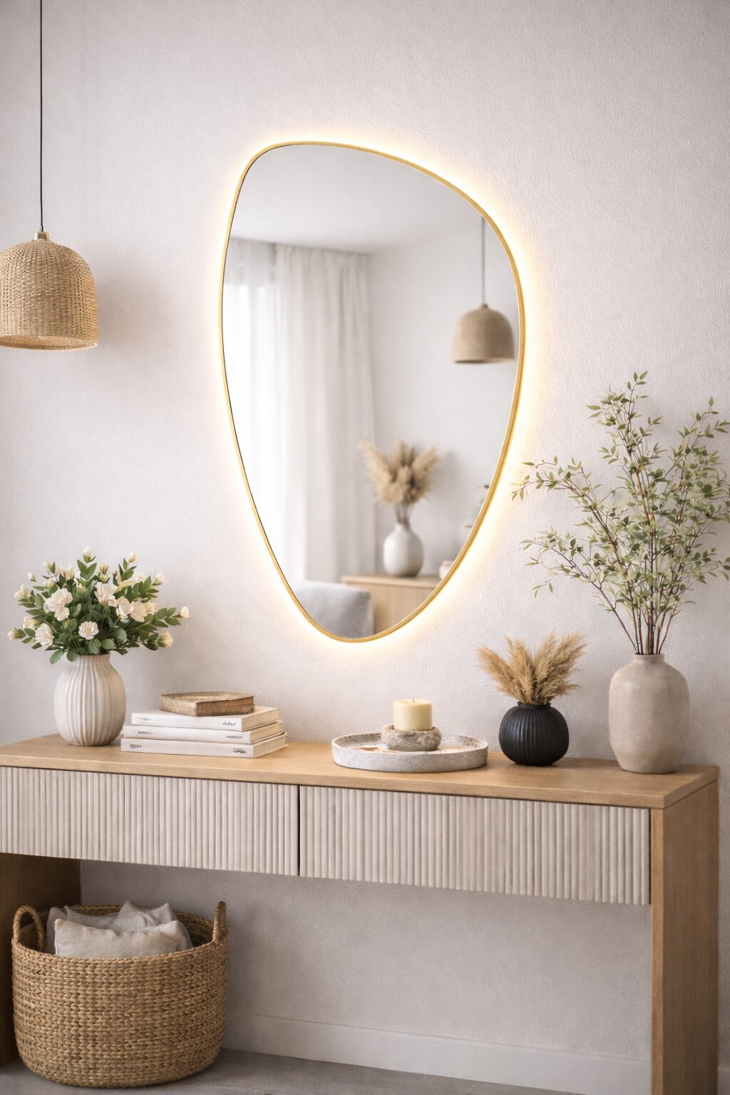 Baltica Design Stone Fluid Spiegel 55x92 cm mit Beleuchtung gold 5904107932712