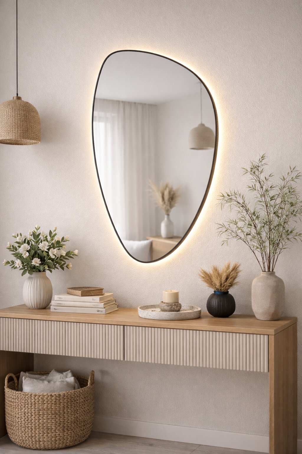Baltica Design Stone Fluid Spiegel 55x92 cm mit Beleuchtung schwarz 5904107932705