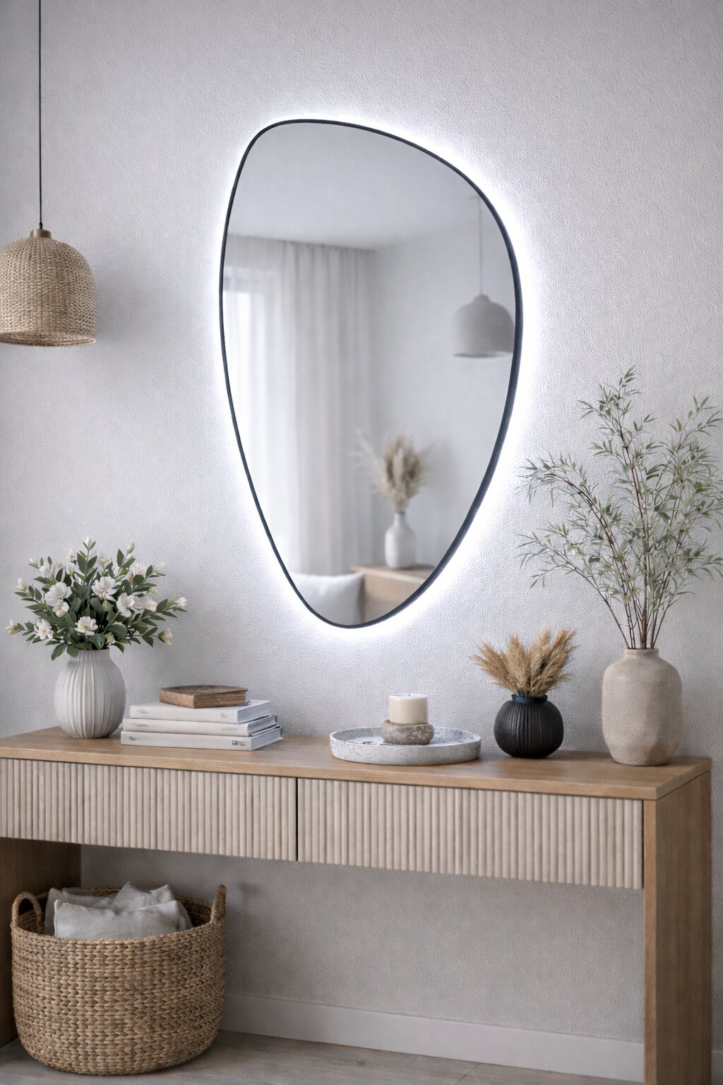 Baltica Design Stone Fluid Spiegel 55x92 cm mit Beleuchtung schwarz 5904107932699