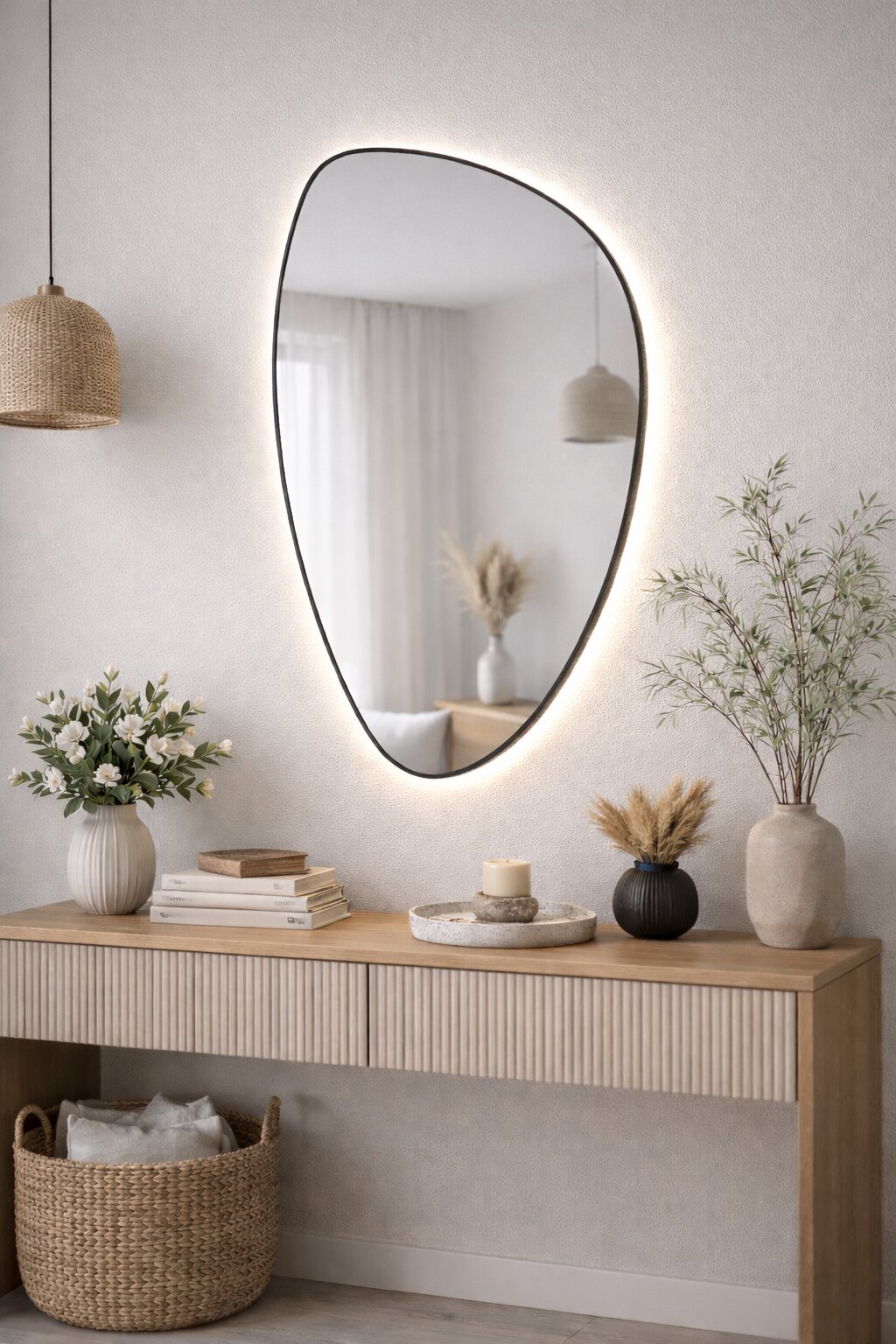 Baltica Design Stone Fluid Spiegel 55x92 cm mit Beleuchtung schwarz 5904107932682