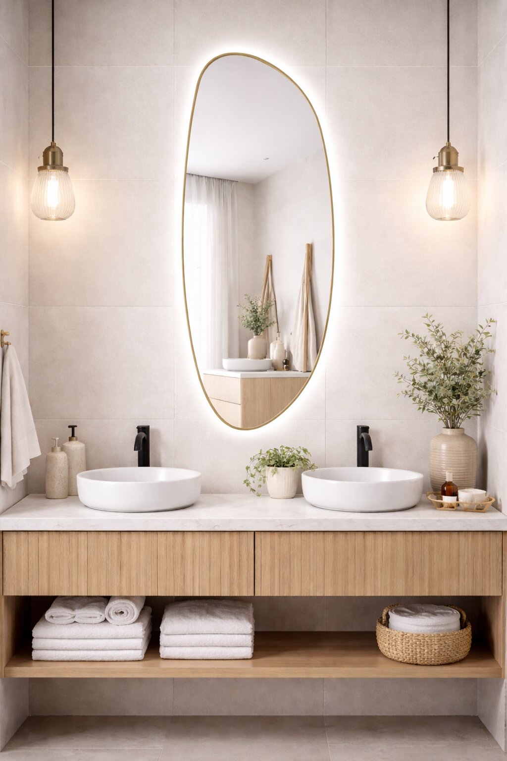 Baltica Design Stone Fluid Spiegel 50x155 cm mit Beleuchtung gold 5904107932774
