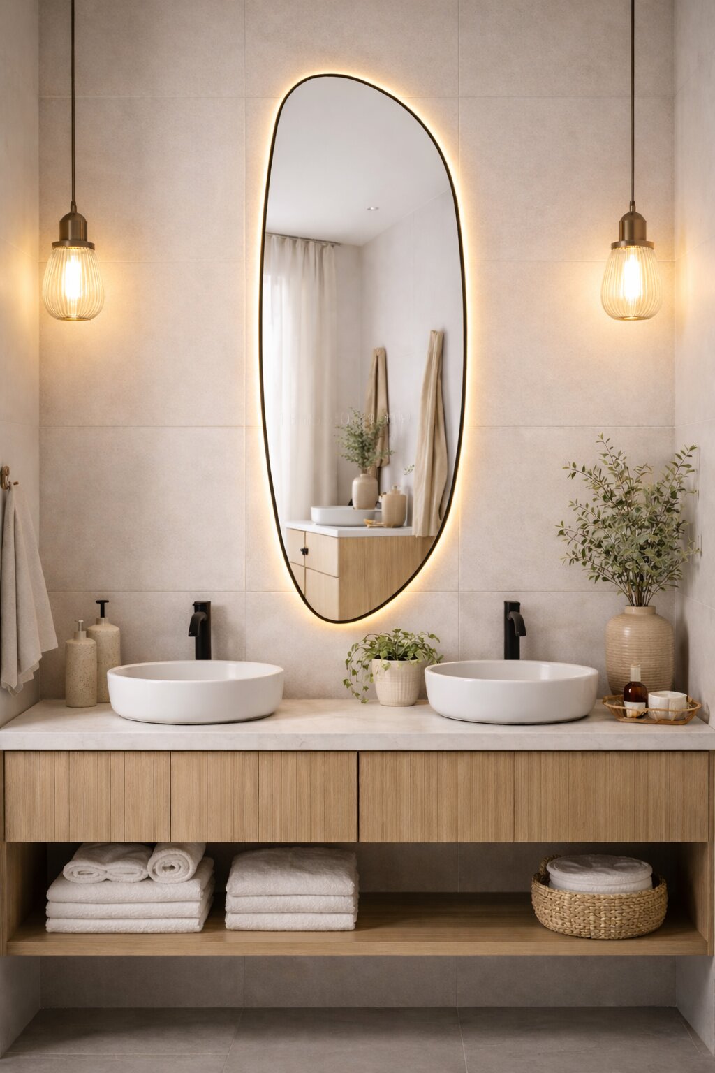 Baltica Design Stone Fluid Spiegel 50x155 cm mit Beleuchtung schwarz 5904107932767