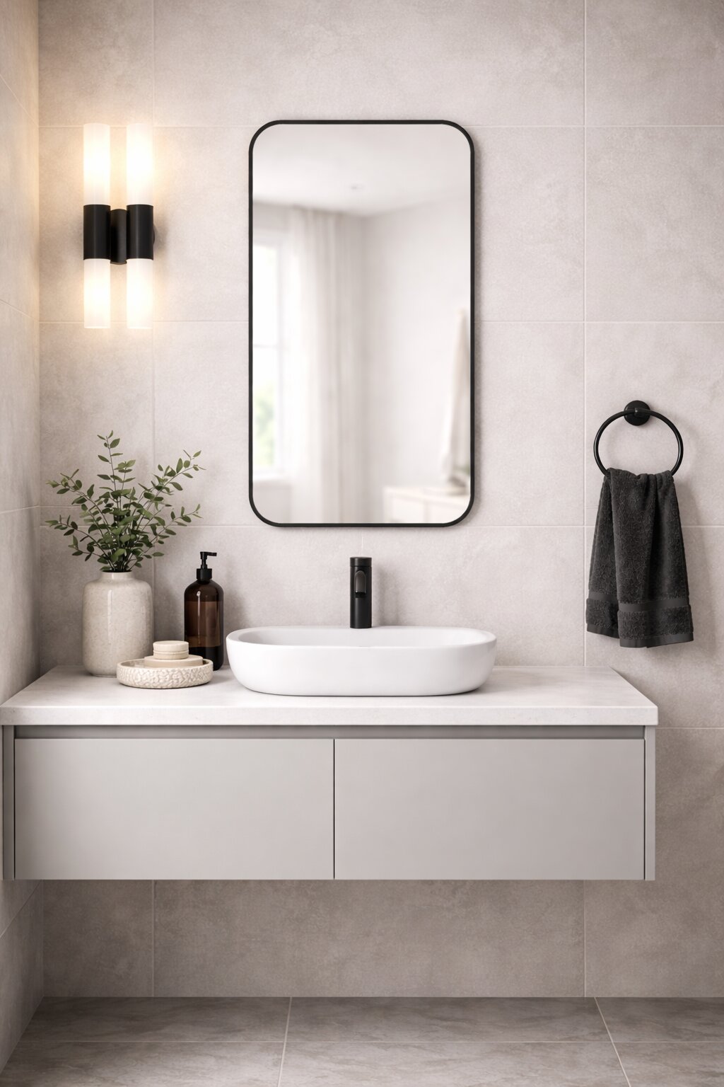 Baltica Design Stone Aura Spiegel 60x90 cm schwarz 5904107932965
